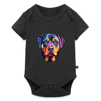 Rottweiler chien race aquarelle verre Illustration - Body à manches courtes Premium Bébé - noir - Devant
