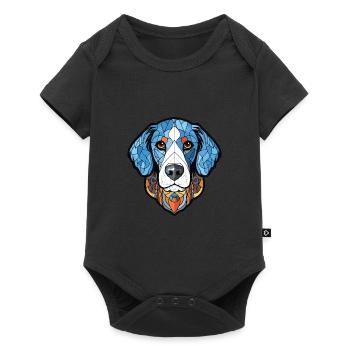 Bleu De Gascogne race chien aquarelle illustration - Body à manches courtes Premium Bébé - noir - Devant