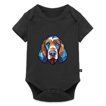 Blue Gascony Basset Dog Breed Colorful Watercolor - Baby Premium short-sleeve bodysuit - black - Front