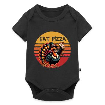 Manger Pizza Thanksgiving Dinde Graphique - Body à manches courtes Premium Bébé - noir - Devant