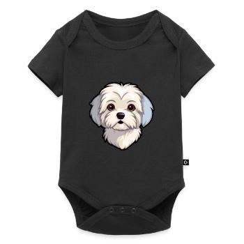 Chien maltais race Cartoon Kawaii Illustration - Body à manches courtes Premium Bébé - noir - Devant
