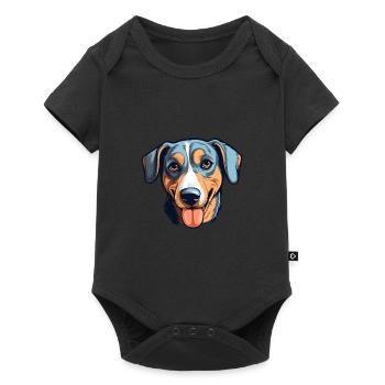 New Zealand Huntaway Dog Breed Cartoon Kawaii Illu - Baby Premium short-sleeve bodysuit - black - Front