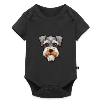 Miniature Schnauzer chien race dessin animé Kawaii Illus - Body à manches courtes Premium Bébé - noir - Devant