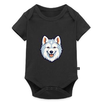Nordique Spitz chien race Cartoon Kawaii Illustration - Body à manches courtes Premium Bébé - noir - Devant