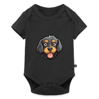 Nouvelle-Zélande chien race dessin animé Kawaii Illustration - Body à manches courtes Premium Bébé - noir - Devant