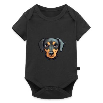 Nouvelle-Zélande Tête Chien Race Cartoon Kawaii Illus - Body à manches courtes Premium Bébé - noir - Devant