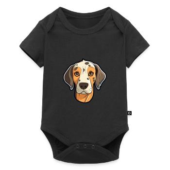 Leopard Cur Hund Rasse Cartoon Kawaii Illustration - Baby Premium Kurzarmbody - Schwarz - Vorne