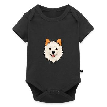 Indien Spitz chien race Cartoon Kawaii Illustration - Body à manches courtes Premium Bébé - noir - Devant