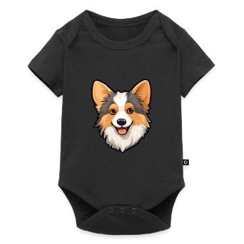 Isländischer Schäferhund Hunderasse Cartoon Kawaii Illust - Baby Premium Kurzarmbody - Schwarz - Vorne