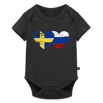 Suède Drapeau russe utilisé - Body à manches courtes Premium Bébé - noir - Devant