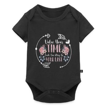 Zeit Lebenszeit Zeitlos - Baby Premium Kurzarmbody - Schwarz - Vorne
