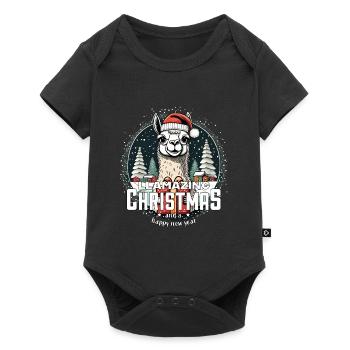 Christmas llama llamazing Christmas - Baby Premium short-sleeve bodysuit - black - Front