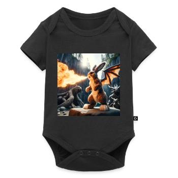 Dragon Lapin Cracheur de Feu #10 - Body à manches courtes Premium Bébé - noir - Devant