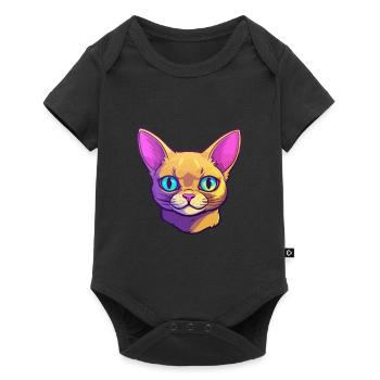 Chat d’argent britannique race aquarelle dessin animé Kawaii - Body à manches courtes Premium Bébé - noir - Devant
