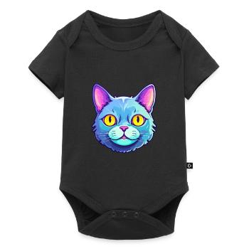 British Longhair Cat Watercolor Cartoon Kawaii - Baby Premium short-sleeve bodysuit - black - Front