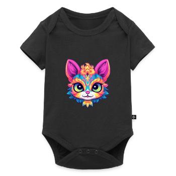 Singapura Cat Breed Aquarelle Dessin Animé Kawaii Pet - Body à manches courtes Premium Bébé - noir - Devant