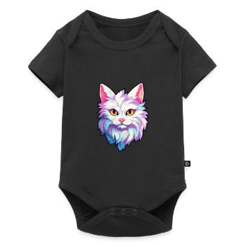 Turkish Angora Cat Breed Watercolor Cartoon Kawaii - Baby Premium short-sleeve bodysuit - black - Front