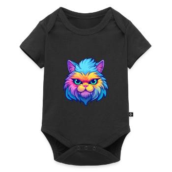 Chat persan race aquarelle dessin animé Kawaii animal de compagnie - Body à manches courtes Premium Bébé - noir - Devant