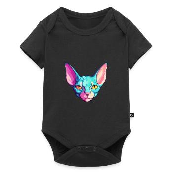Sphynx Cat Breed Watercolor Cartoon Kawaii Pet - Baby Premium short-sleeve bodysuit - black - Front