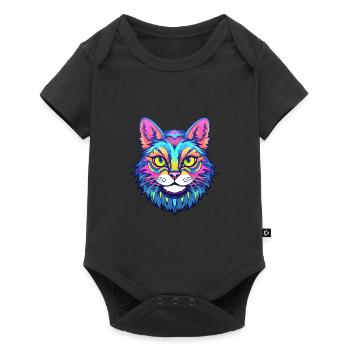 Highlander Katze Rasse Aquarell Karikatur Kawaii Haustier - Baby Premium Kurzarmbody - Schwarz - Vorne