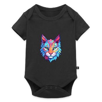 Eurasian Lynx Cat Breed Watercolor Cartoon Kawaii - Baby Premium short-sleeve bodysuit - black - Front