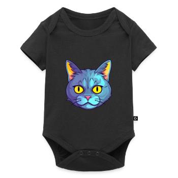 Californie chat pailleté aquarelle dessin animé Kawaii - Body à manches courtes Premium Bébé - noir - Devant