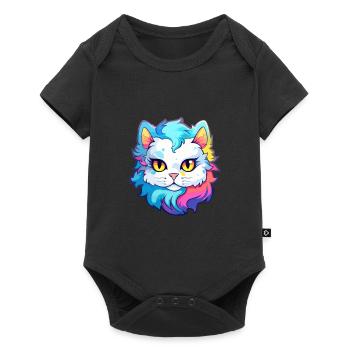 American Curl Cat Breed Aquarelle Cartoon Kawaii - Body à manches courtes Premium Bébé - noir - Devant
