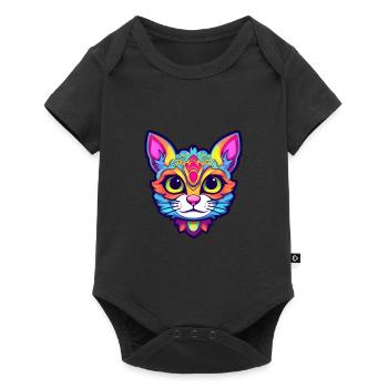 Arabian Mau Cat Breed Watercolor Cartoon Kawaii - Baby Premium short-sleeve bodysuit - black - Front