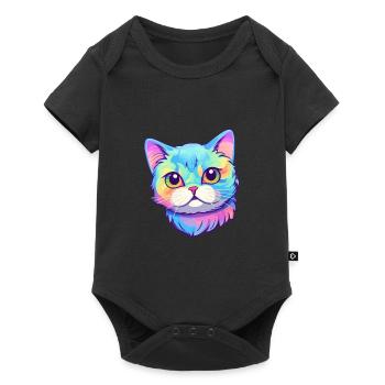 Chat brésilien à poil court aquarelle dessin animé Kawaii - Body à manches courtes Premium Bébé - noir - Devant