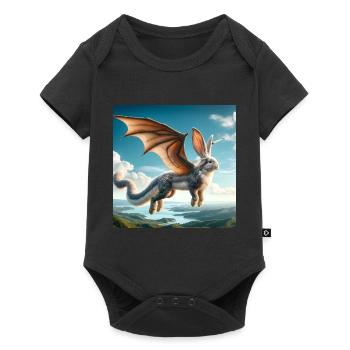 Flying Bunny Dragon #02 - Baby Premium short-sleeve bodysuit - black - Front