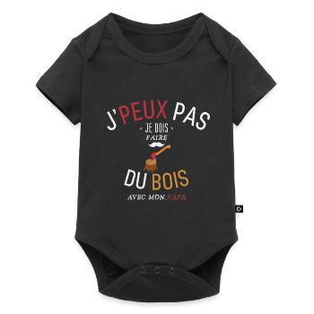 J'Peux Pas Je dois faire du bois avec mon papa - Body à manches courtes Premium Bébé - noir - Devant
