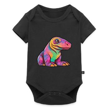 Komodo Dragon Aquarelle Colorée Dessin Animé Kawaii A - Body à manches courtes Premium Bébé - noir - Devant