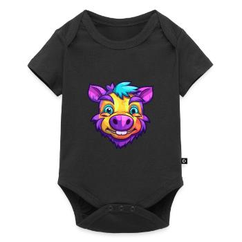 Boar Colorful Watercolor Cartoon Kawaii Animal - Baby Premium short-sleeve bodysuit - black - Front