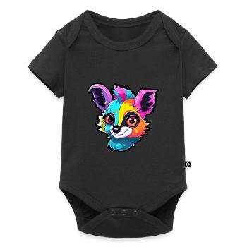 Lemur Colorful Watercolor Cartoon Kawaii Animal - Baby Premium short-sleeve bodysuit - black - Front
