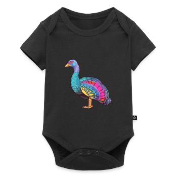 Pintade colorée aquarelle dessin animé Kawaii Ani - Body à manches courtes Premium Bébé - noir - Devant