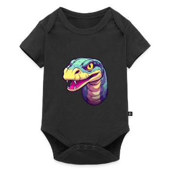 Anaconda Aquarelle Colorée Dessin Animé Kawaii Animal - Body à manches courtes Premium Bébé - noir - Devant