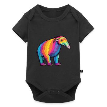 Anteater Colorful Watercolor Cartoon Kawaii Animal - Baby Premium short-sleeve bodysuit - black - Front