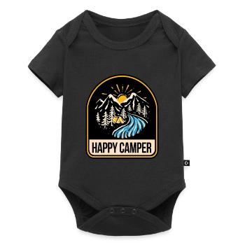 Happy Camper Camping Tente Feu de Camp - Body à manches courtes Premium Bébé - noir - Devant
