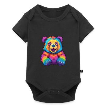 Bear Colorful Watercolor Cartoon Kawaii Animal - Baby Premium short-sleeve bodysuit - black - Front