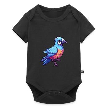 Blue Jay Colorful Watercolor Cartoon Kawaii Animal - Baby Premium short-sleeve bodysuit - black - Front