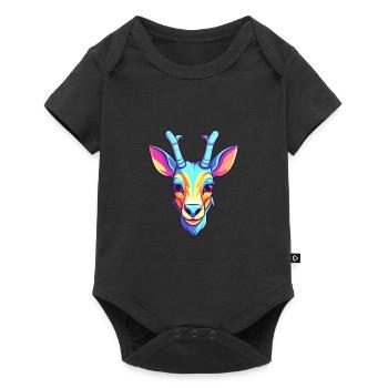 Antelope Colorful Watercolor Cartoon Kawaii Animal - Baby Premium short-sleeve bodysuit - black - Front