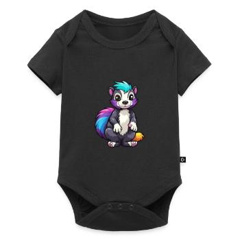 Skunk Aquarelle Colorée Dessin Animé Kawaii Animal - Body à manches courtes Premium Bébé - noir - Devant