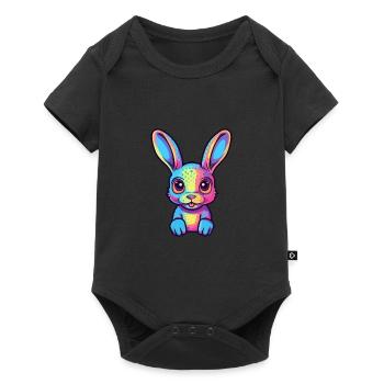 Rabbit Colorful Watercolor Cartoon Kawaii Animal - Baby Premium short-sleeve bodysuit - black - Front