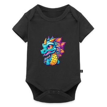 Dragon Colorful Watercolor Cartoon Kawaii Animal - Baby Premium short-sleeve bodysuit - black - Front
