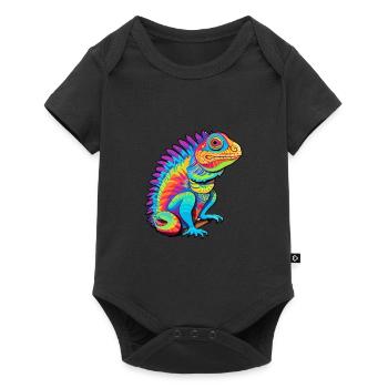 Iguana Colorful Watercolor Cartoon Kawaii Animal - Baby Premium short-sleeve bodysuit - black - Front