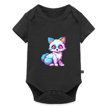 Arktisfuchs Bunte Aquarell-Karikatur Kawaii Anim - Baby Premium Kurzarmbody - Schwarz - Vorne