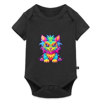 Chimère Aquarelle Colorée Dessin Animé Kawaii Animal - Body à manches courtes Premium Bébé - noir - Devant