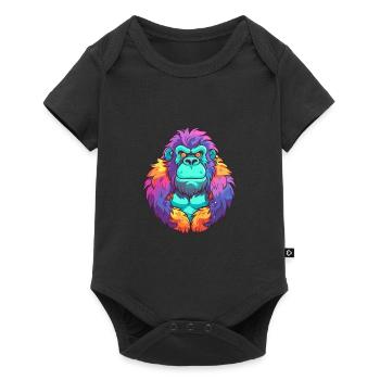 Gorilla Colorful Watercolor Cartoon Kawaii Animal - Baby Premium short-sleeve bodysuit - black - Front