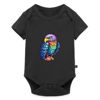 Eagle Colorful Watercolor Cartoon Kawaii Animal - Baby Premium short-sleeve bodysuit - black - Front