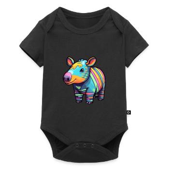 Tapir Aquarelle Colorée Dessin Animé Kawaii Animal - Body à manches courtes Premium Bébé - noir - Devant